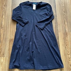 J McLaughlin Octavia Shift Dress Womens Large Navy Blue Geo Jacquard Knee Length